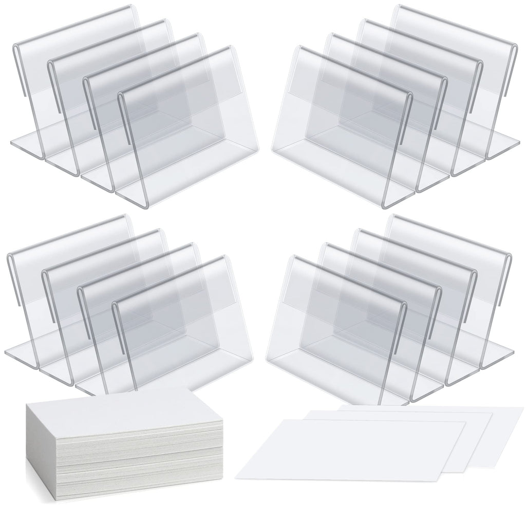 40 Pack Mini Clear Acrylic L-Sign Holders, 3.5 x 2.4 Inch