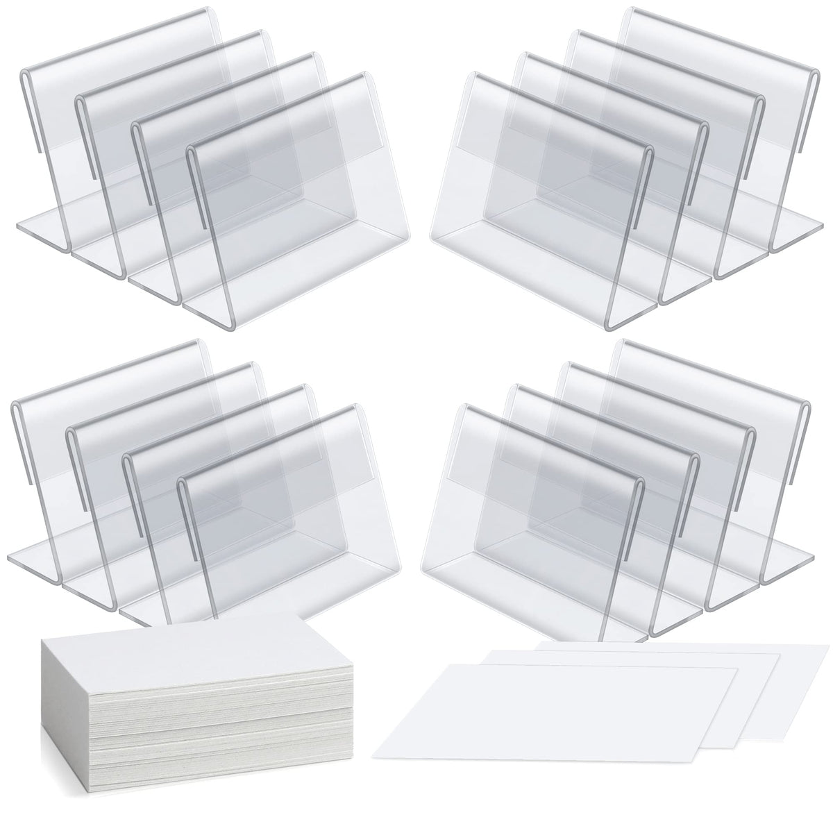 40 Pack Mini Clear Acrylic L-Sign Holders, 3.5 x 2.4 Inch