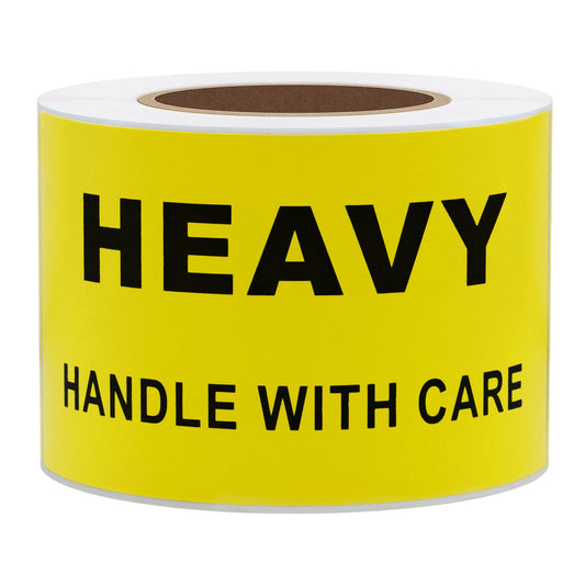 2×4 Inch Heavy Stickers Handle with Care Shipping & Handling Labels Production Warehouse Pallet Warning Labels Yellow - 200 Stickers Per Roll 1 Roll