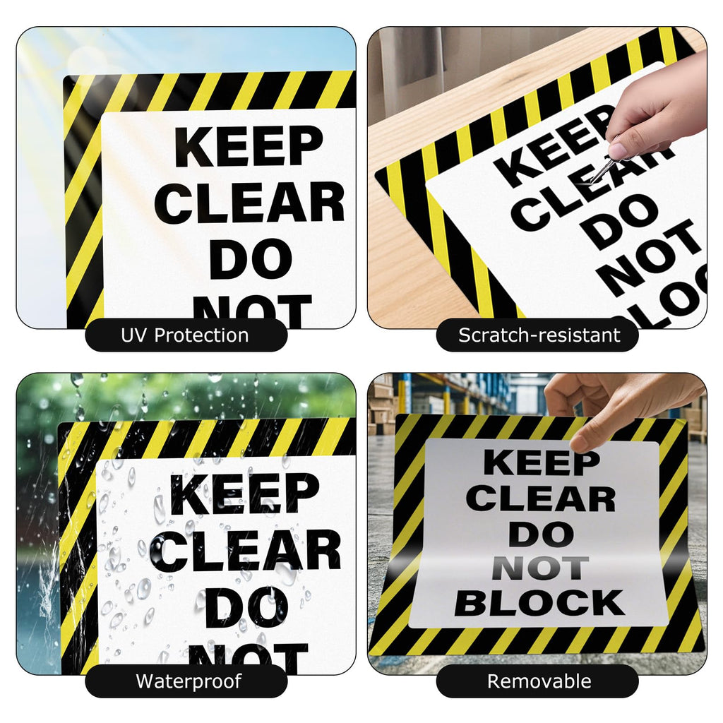 5 Pack Keep Clear Do Not Block Stickers 17 × 17 Inches