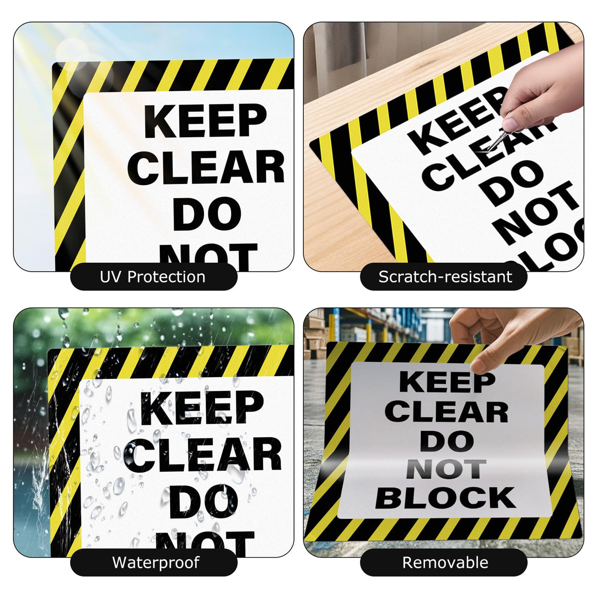 5 Pack Keep Clear Do Not Block Stickers 17 × 17 Inches