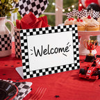 12 Pack Race Car Party Food Label with Marker Reusable Table Card Racing