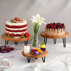 3 Pcs Buffet Risers, Wood Round Food Riser Dessert Table Display Stand Set for Party Wood Cupcake Stands Nesting Table for Home Decor (Natural) Natural