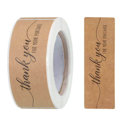 MECCANIXITY 1 Roll Thank You for Your Purchase Stickers 1x3 Inch Adhesive Rectangle Gift Seal Labels for DIY, Business, 120 Count/Roll
