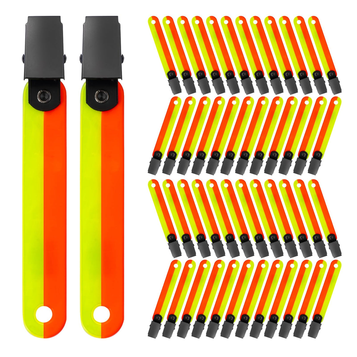 Little World 48-Pack High Visibility Reflective Trail Markers - 4" Fluorescent Orange Clips for Hunting, Hiking & Outdoor Navigation