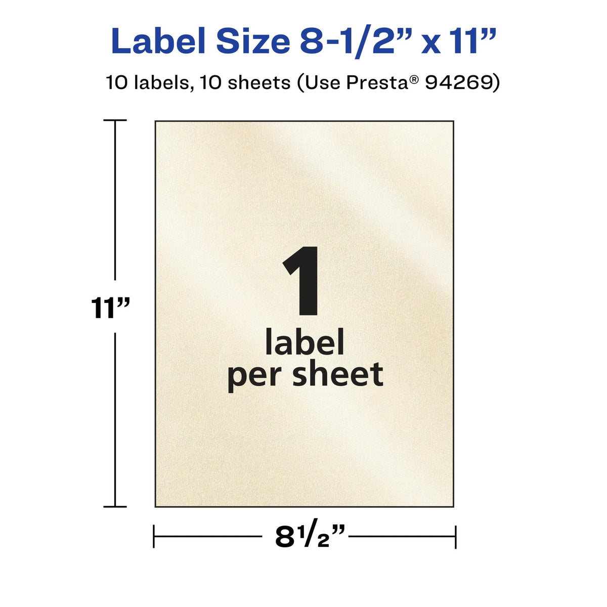 Avery® Pearlized Ivory Rectangle Labels, 8.5" x 11", 10 Pearlized Ivory Labels, Laser/Inkjet Printable 10 labels