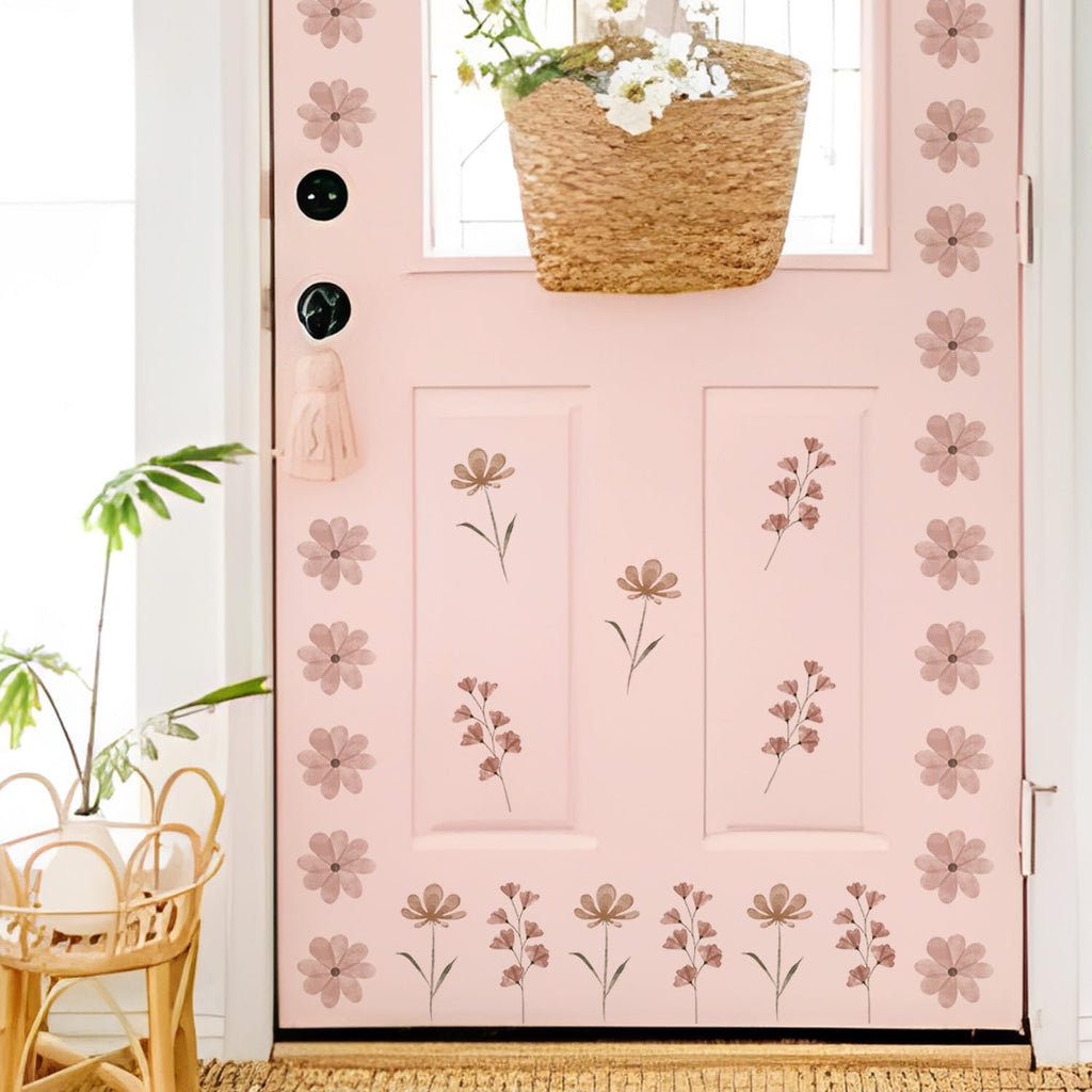 YouRfocus Boho Daisy Flower Wall Decals for Girls Room, Peel and Stick Boho Daisy-pink B 12 Sheets