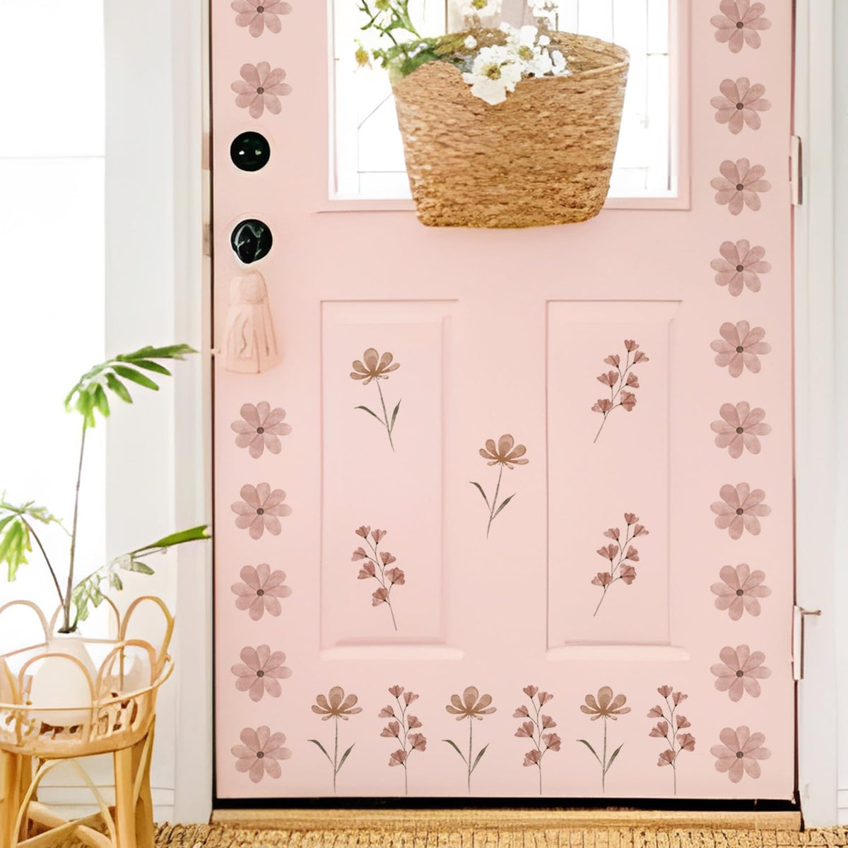 YouRfocus Boho Daisy Flower Wall Decals for Girls Room, Peel and Stick Boho Daisy-pink B 12 Sheets