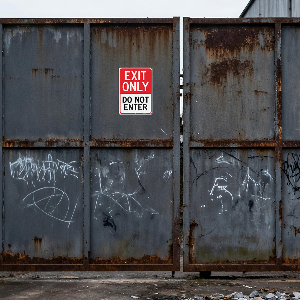 T&R Large Exit Only Do Not Enter Sign - 4 Pack - 14 x 10 Inches Rust Free .040 Aluminum Reflective - UV Protected, Waterproof, Weatherproof and Fade Resistant - 6 Pre-drilled Holes 14" x 10" - 4 pack - Exit Only Do Not Enter