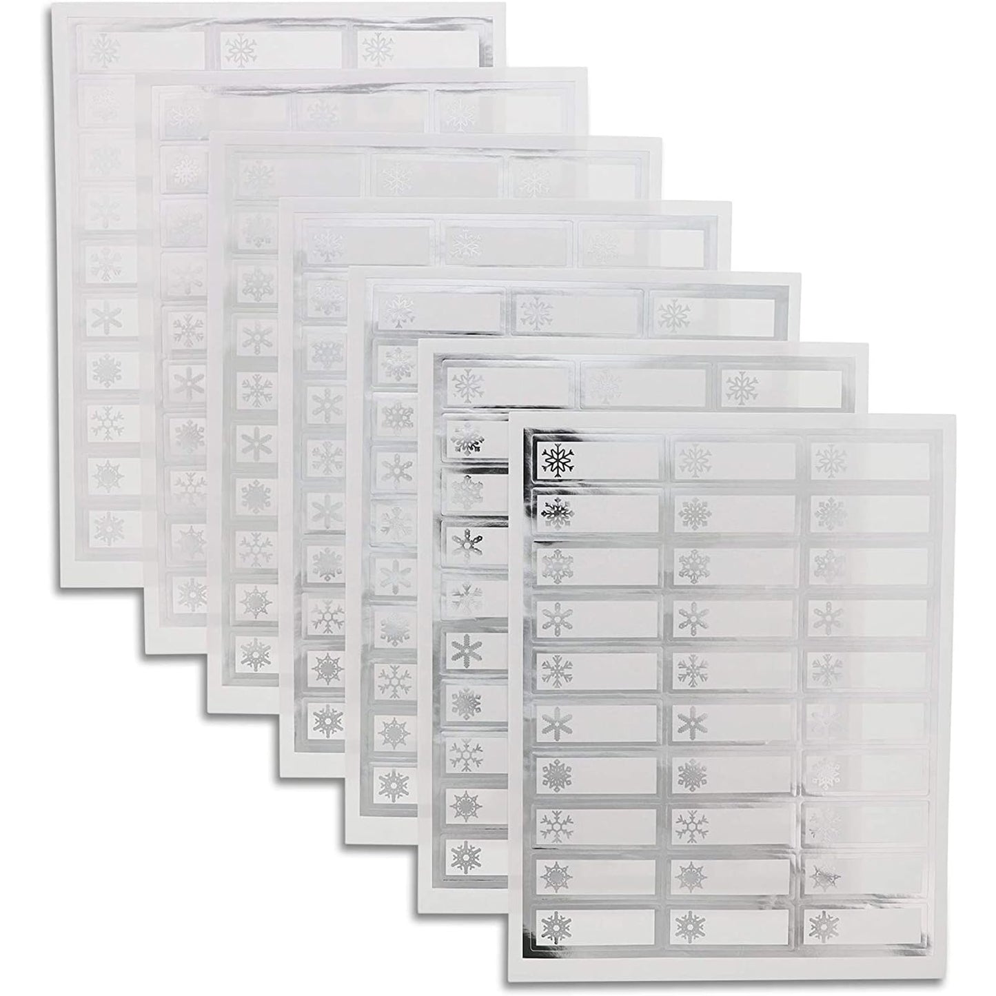 Juvale 210 Christmas Printable Address Labels, Festive Stickers for Holiday Cards, Presents Wrapping, Silver Foil, 2.5 x 0.9 Inches, Personalized Address Labels