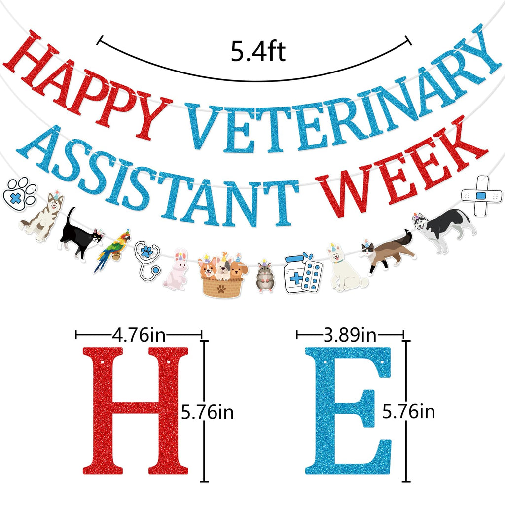Qttier Happy Veterinary Assistant Week Banner, Pre-strung
