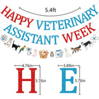 Qttier Happy Veterinary Assistant Week Banner, Pre-strung