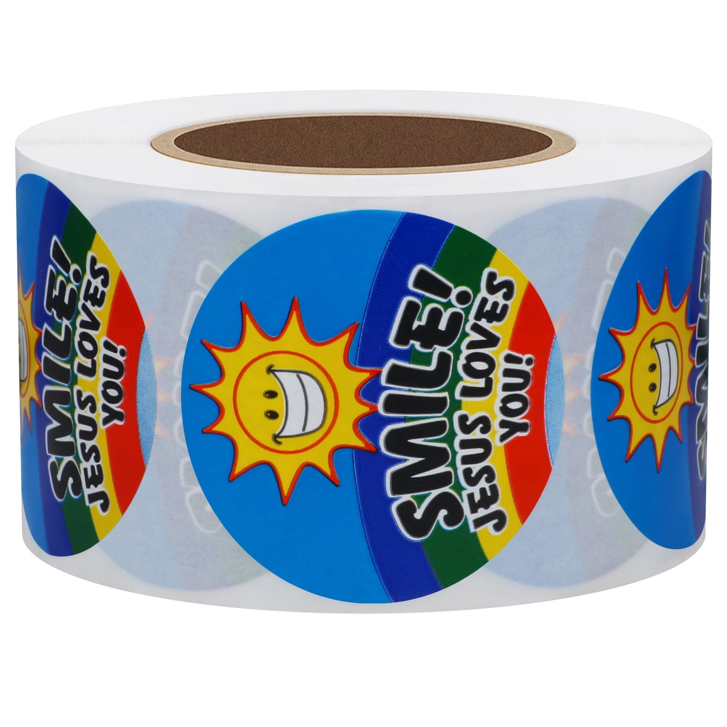 Hybsk Jesus Stickers 1.5 inch Smile Jesus Loves You Labels for Church Christmas Items Gift Total 500 Labels Per Roll