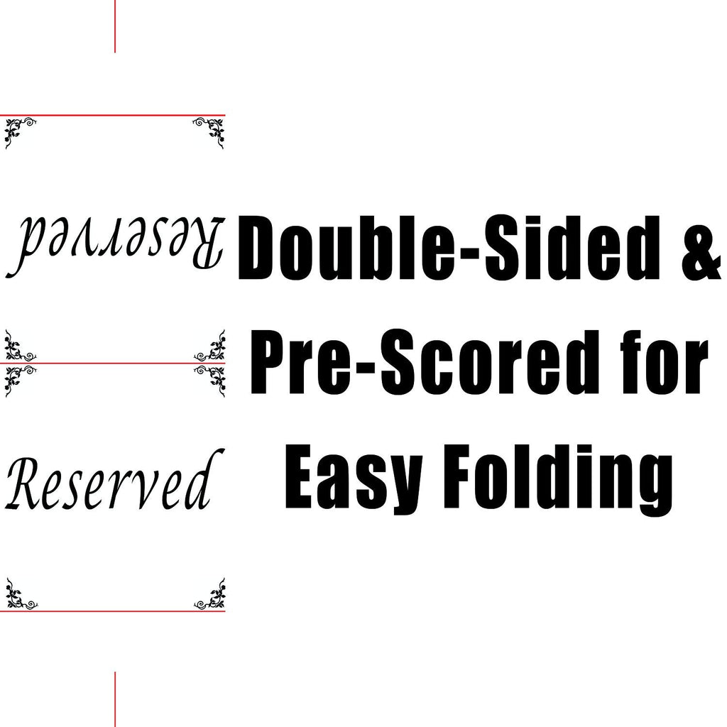 Freestanding Reserved Cards for Wedding Reception Tables, 20 Pk Black and White Design. Double-Sided 5x5.5 Table Tents Are Elegant, Versatile Event Decor for Banquet Hall, Ballroom, Party and Luncheon