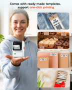 Ponek Label Makers with 1 Roll (100 PCS) Labels, Bluetooth Label Printer White 1 Printer+1 Roll Label