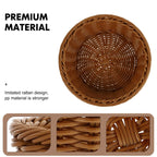 Round Woven Storage Basket 9.92 X 9.92 X 3.14 in Imitation Rattan Bread Holder for Kitchen Counter Snacks Fruits Candy Bakery Display Household Serving