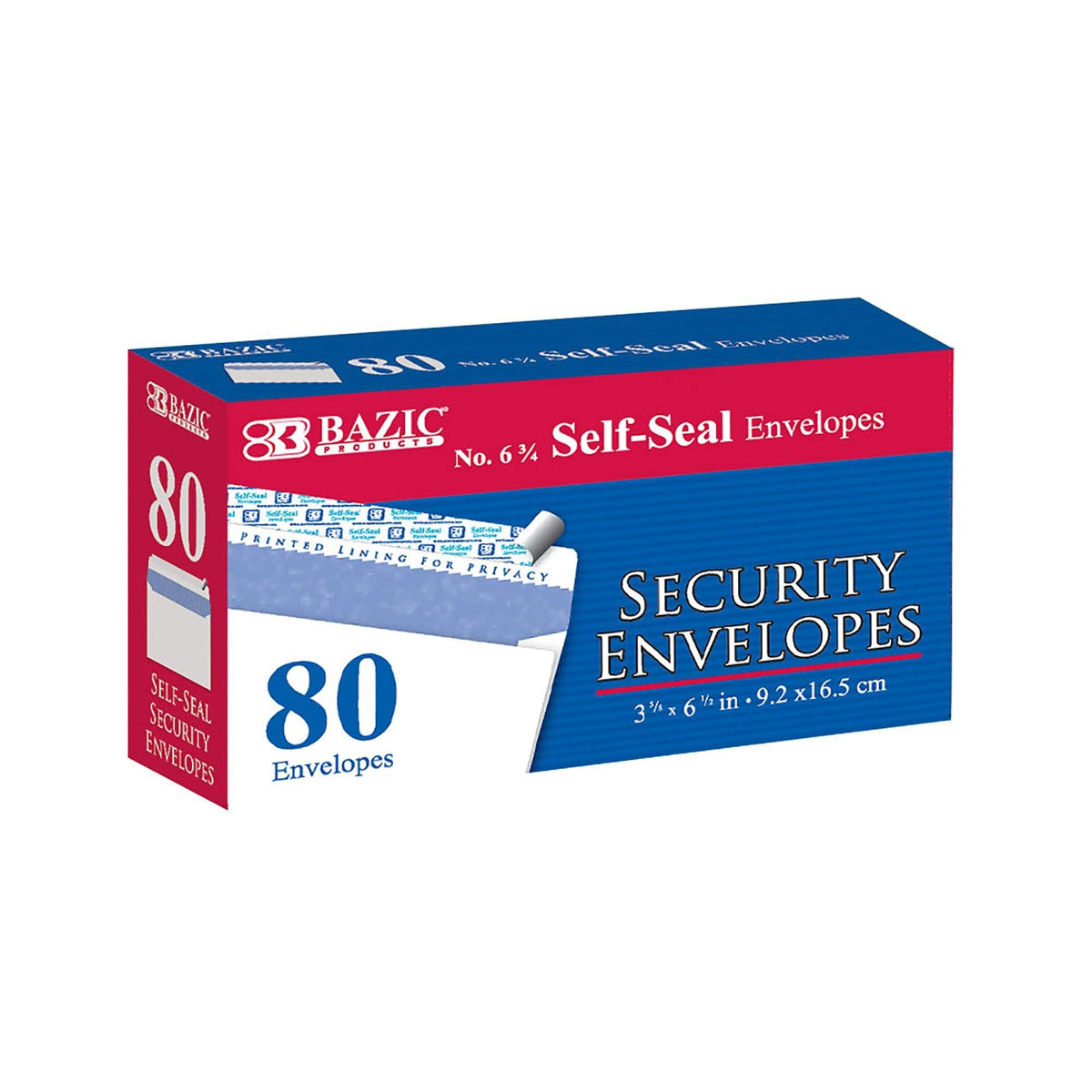 BAZIC Security Self Seal Envelope 3 5/8" x 6 1/2" #6, No Window Tint Pattern Mailing Envelopes, Peel & Seal (80/Pack), 1-Pack