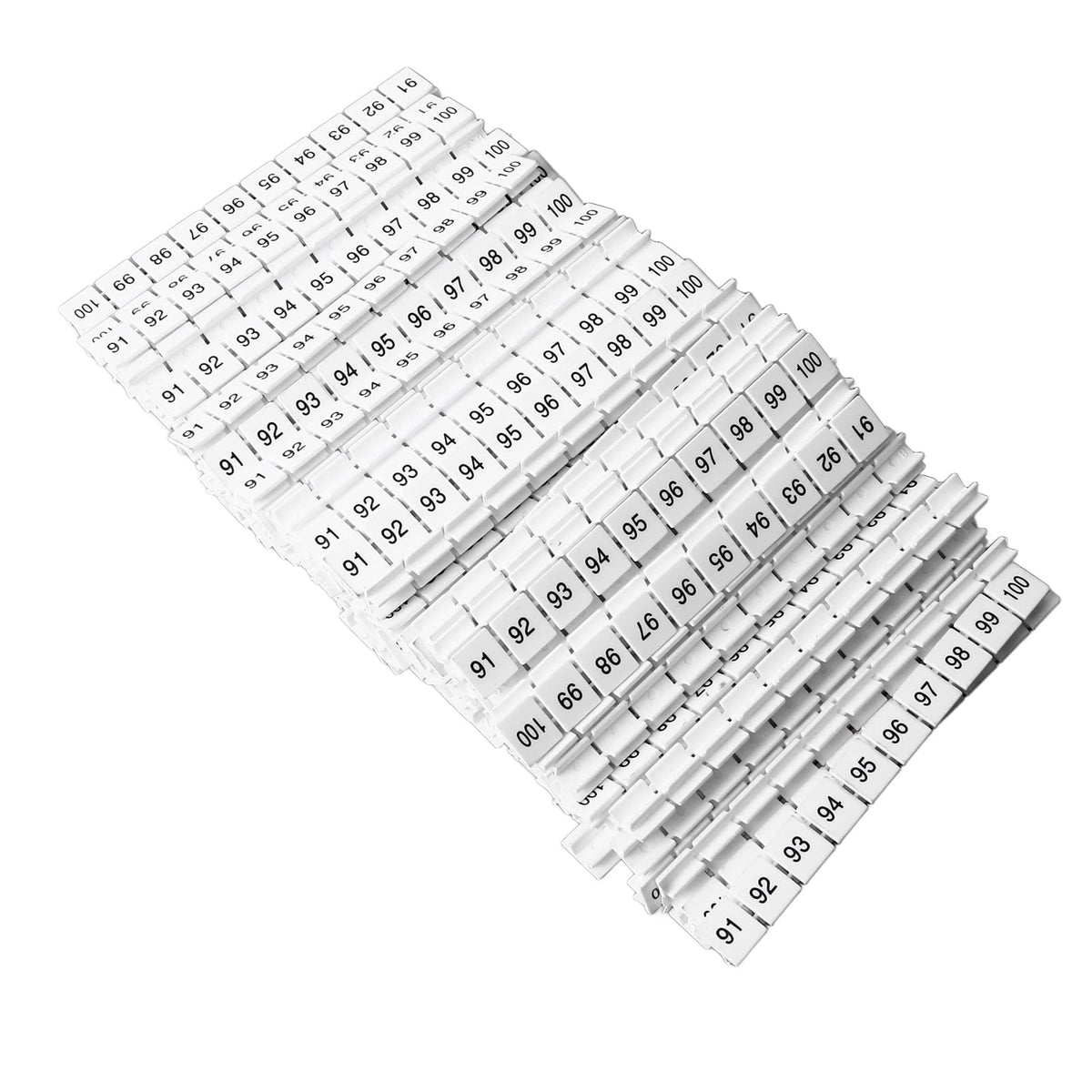 100Pcs Terminal Block Marking Labels UK10N Terminal Blocks Numbered Strips (91-100) Easy Cutting Clear Wiring Identification Cable Management