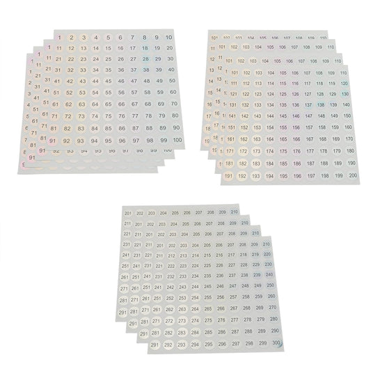 12PCS 1 to 300 Reflective Laser Number Stickers Self Adhesive Label Stickers Inventory Storage Organizing Sticker Consecutive Round Number Sticker for DIY Craft Marking Numbering Manicure Tool