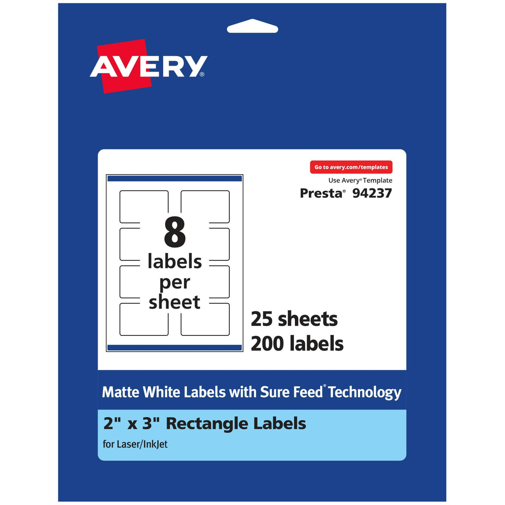 Avery White Rectangle and Square Labels Bundle (350 Labels) 200 Labels + 150