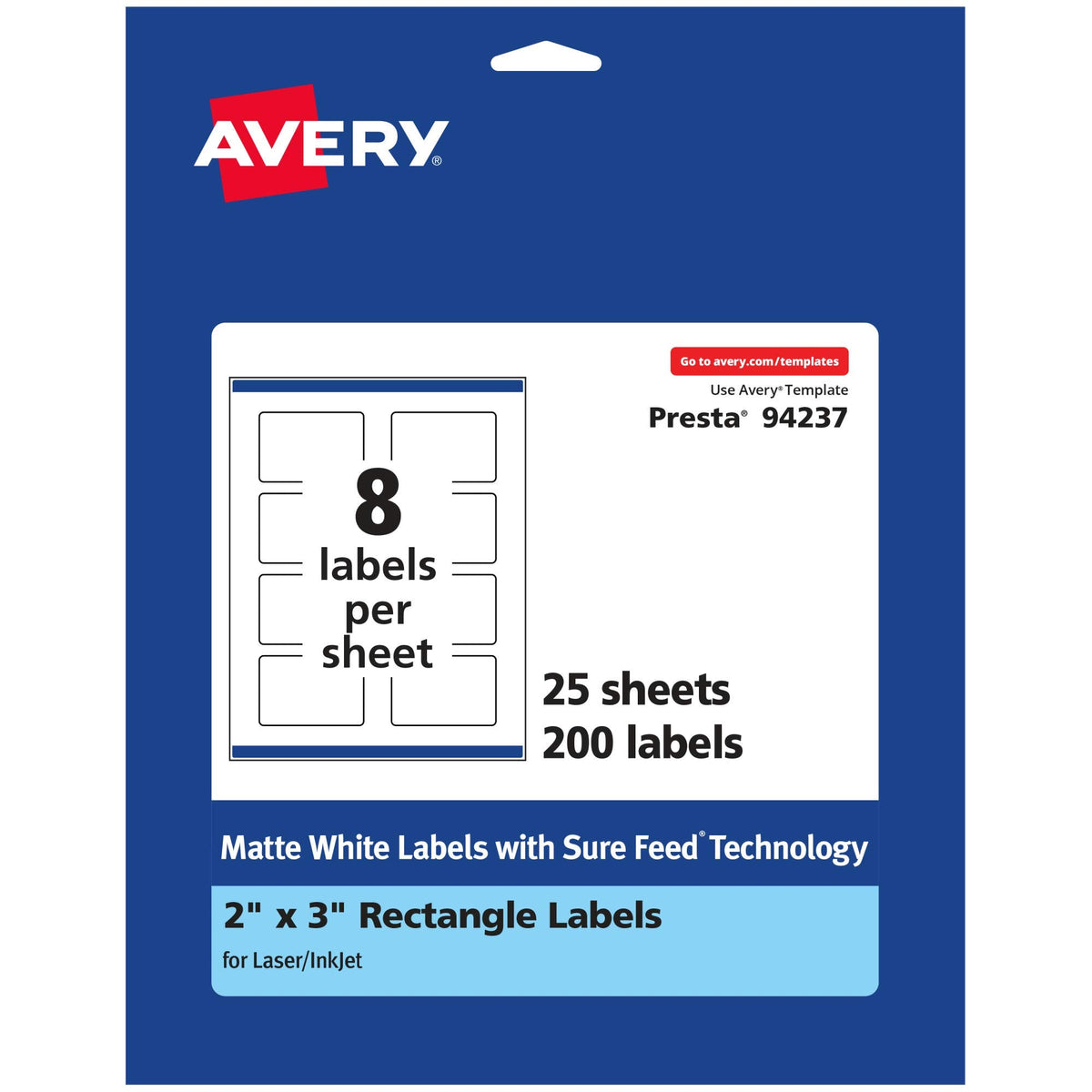 Avery White Rectangle and Square Labels Bundle (350 Labels) 200 Labels + 150
