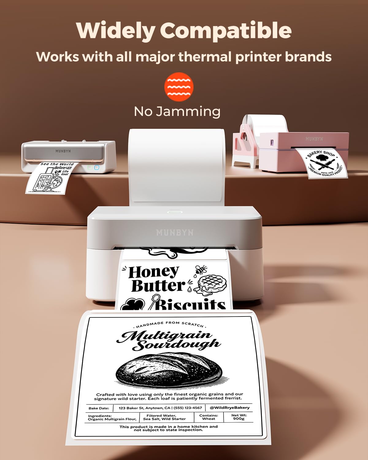 MUNBYN 4x4 Thermal Labels, 500 Sheets/Roll, White 4x4" 1