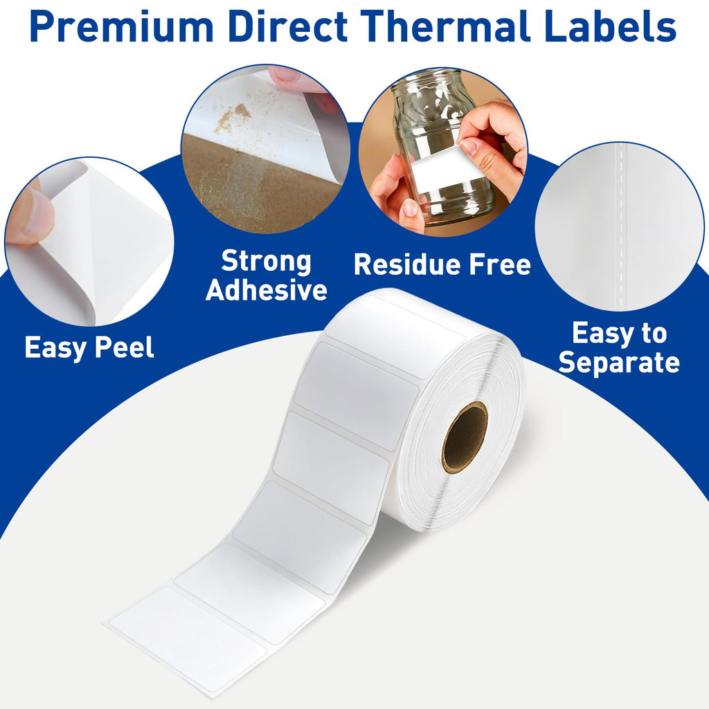 ESSENTIAL 2" x 1" Direct Thermal Barcode Labels, (1300 Labels, 1 Roll) 2"x1"