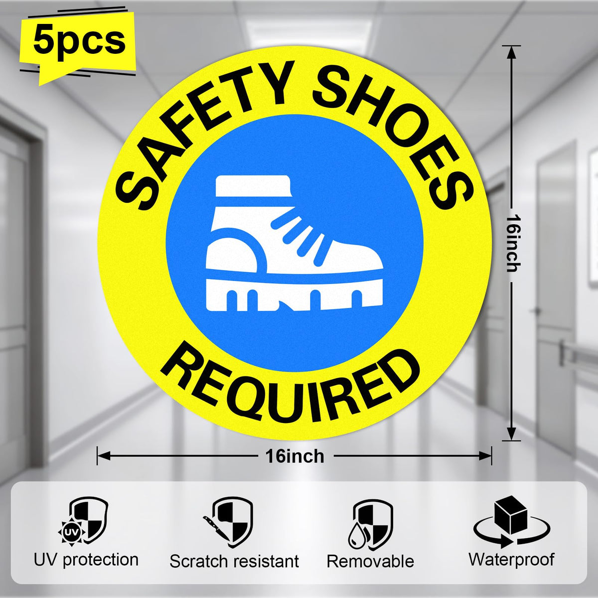 Yexiya 5 Pcs Safety Shoes Required Floor Sign