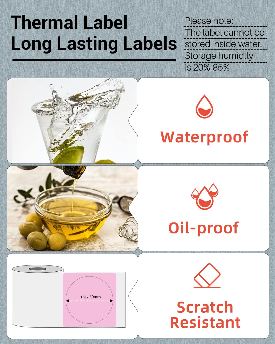 Phomemo Pink Round Thermal Labels,1.96", for M110/M100/M220/M108, 140PCS 1.96" x 1.96"