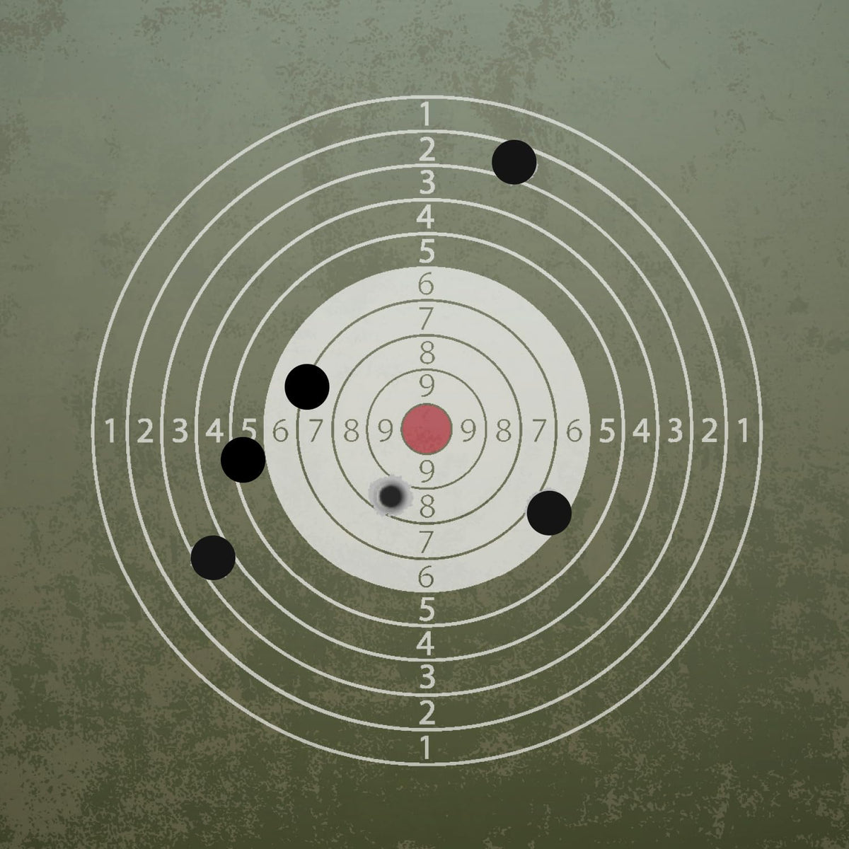 ChromaLabel 1-inch round black target pasters for shooting, 1000 labels in dispenser box, ideal for marksmanship and shooting practice.