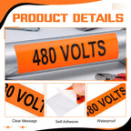 50 Pack 480 Volts Safety Decal, 4" x 1" 50