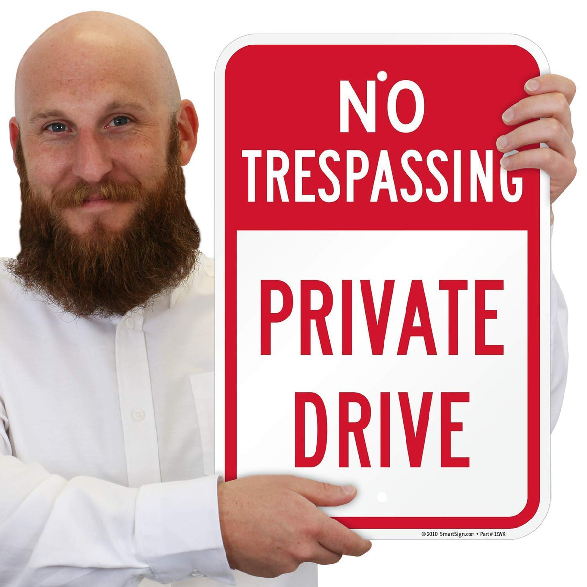 SmartSign - K-5893-AL-12x18 "No Trespassing - Private Drive" Sign | 12" x 18" Aluminum 12" x 18" Non-Reflective Aluminum