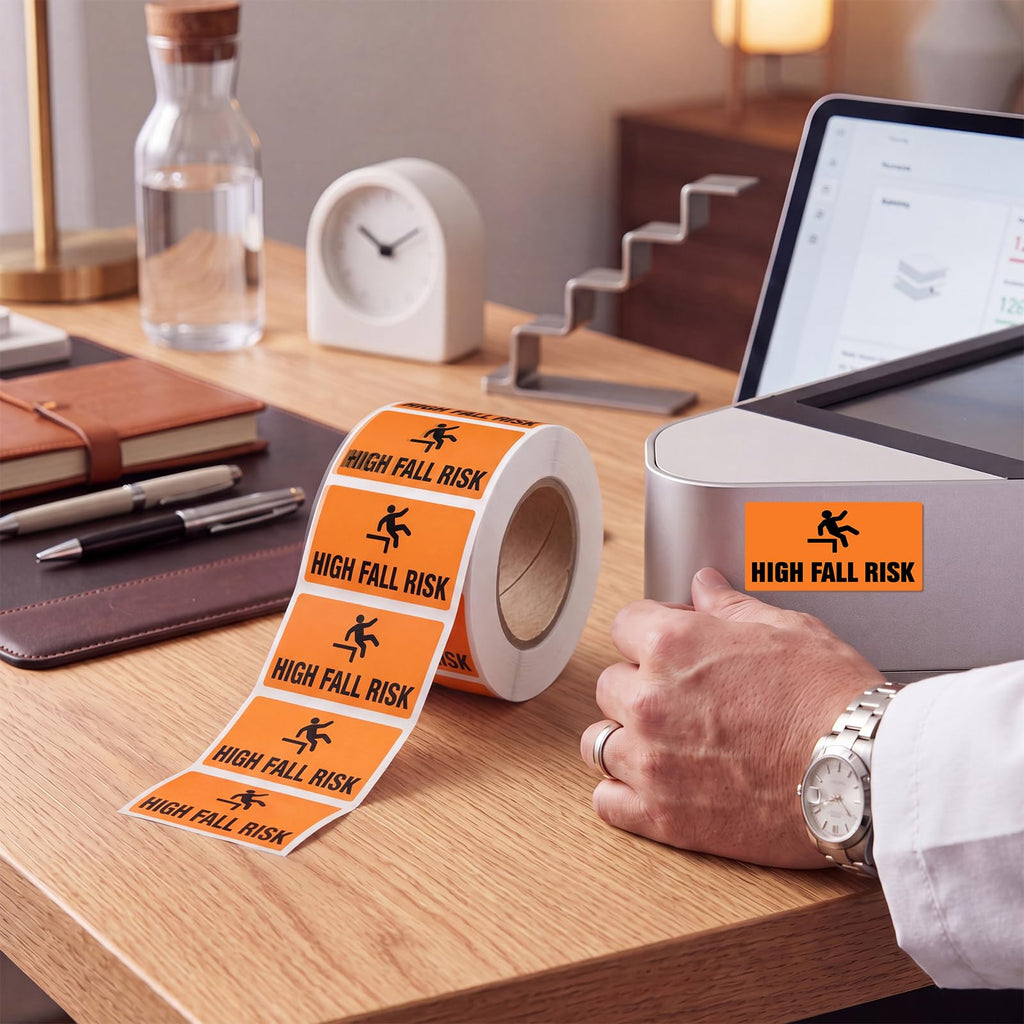 Marspark Roll of 500 High Fall Risk Stickers for Medical Charts, 2" x 1"
