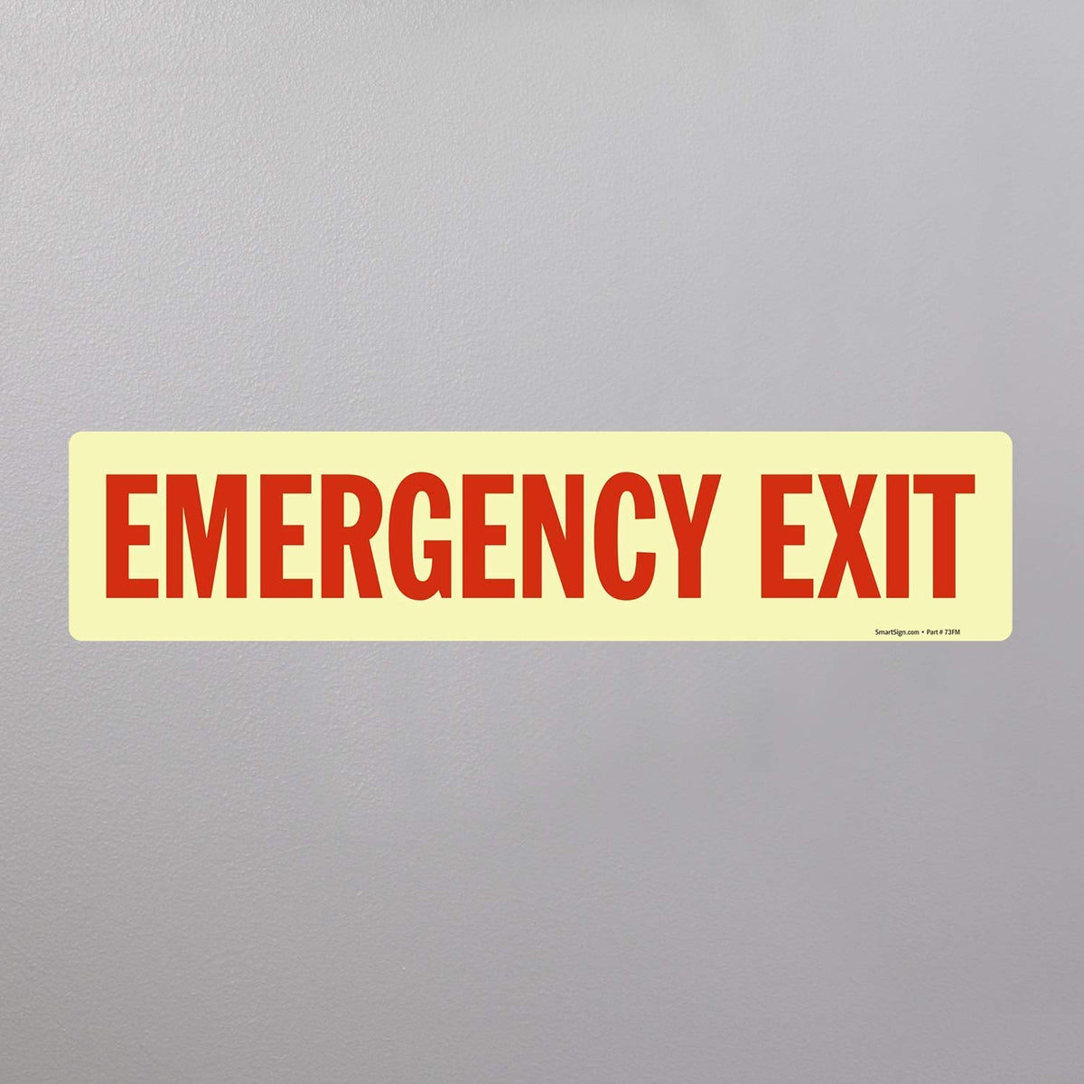 SmartSign “Emergency Exit” Label | 4" x 18" Glow-in-The-Dark Laminated Vinyl, Made in USA