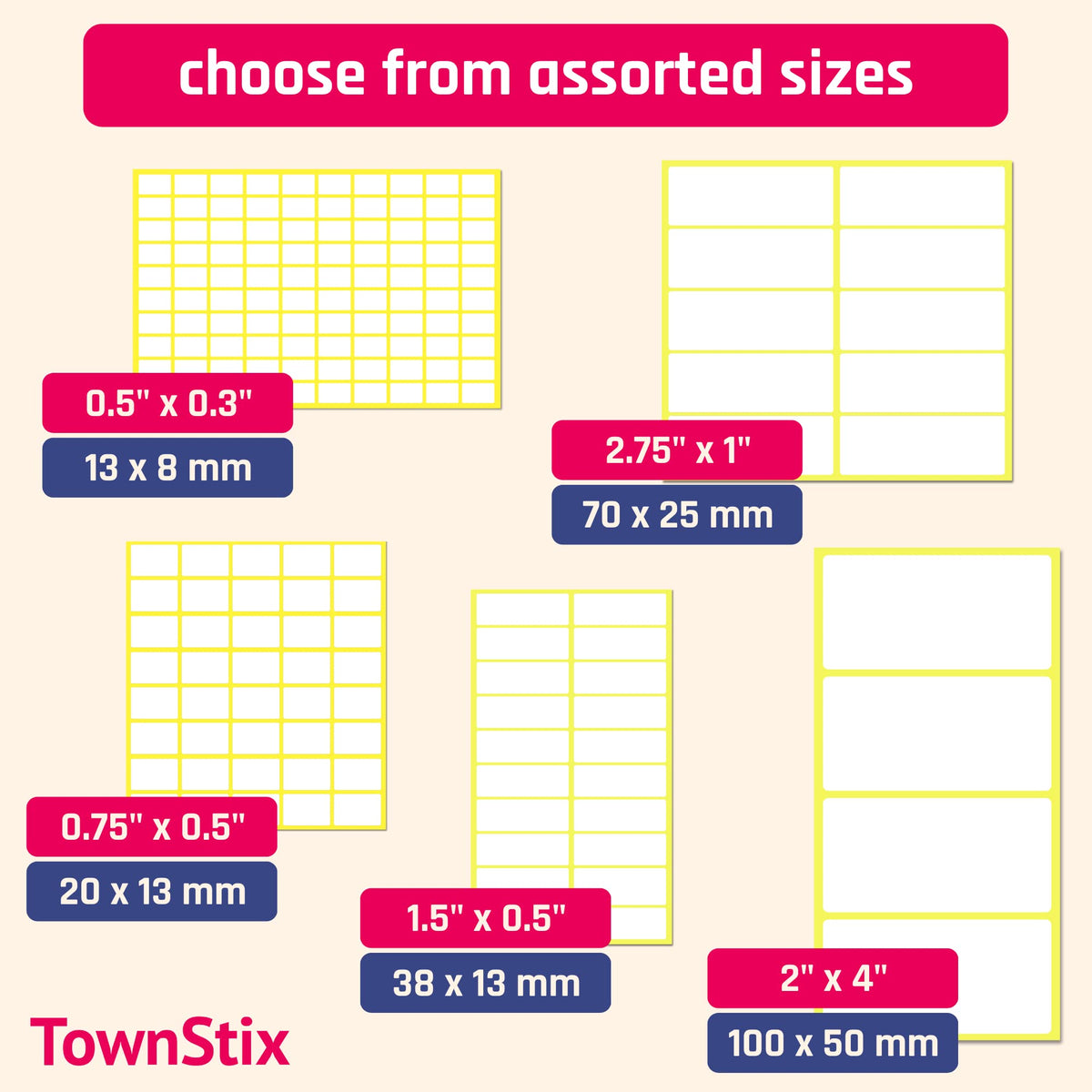 Set of 200 matte white all-purpose labels for storage bins, 4x2 inches, by TownStix, shown on a storage container.