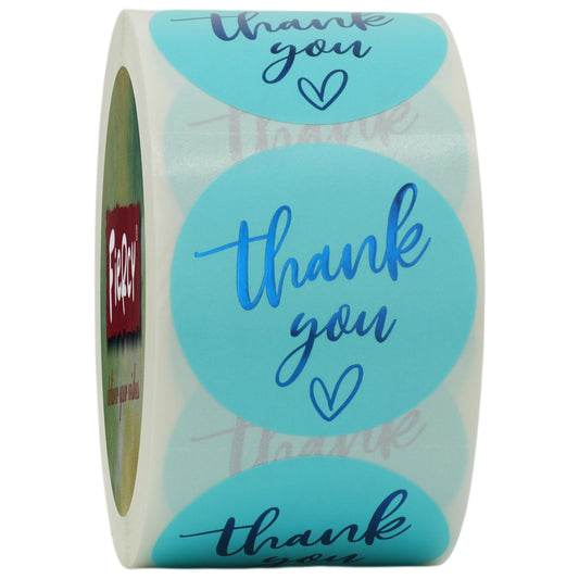 (3 Sizes-1.5") Blue Thank You Stickers, 1.5 inch Thank You Sticker Labels Roll, 500 Gold Foil Thank You Stickers Small Business, Adhensive Labels for Small Business Supplies (1.5 inch)
