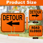 Geetery 6 Pcs Traffic Cone Arrow Signs 10.4"x 12.6" Reversible Orange Road Signs Bulk Road Closed Cone Top Traffic Warning Directional Left Right Arrows Sign for Outdoor Construction (Detour) Detour