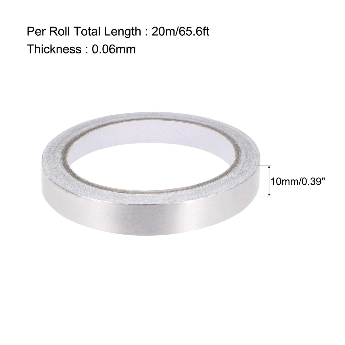 uxcell 10mm Aluminum Foil Tape High Temperature Tape for HVAC, Sealing, Patching Hot and Cold Air Ducts Single Sided Adhesive Tape 20m/65ft 10mm x 20m