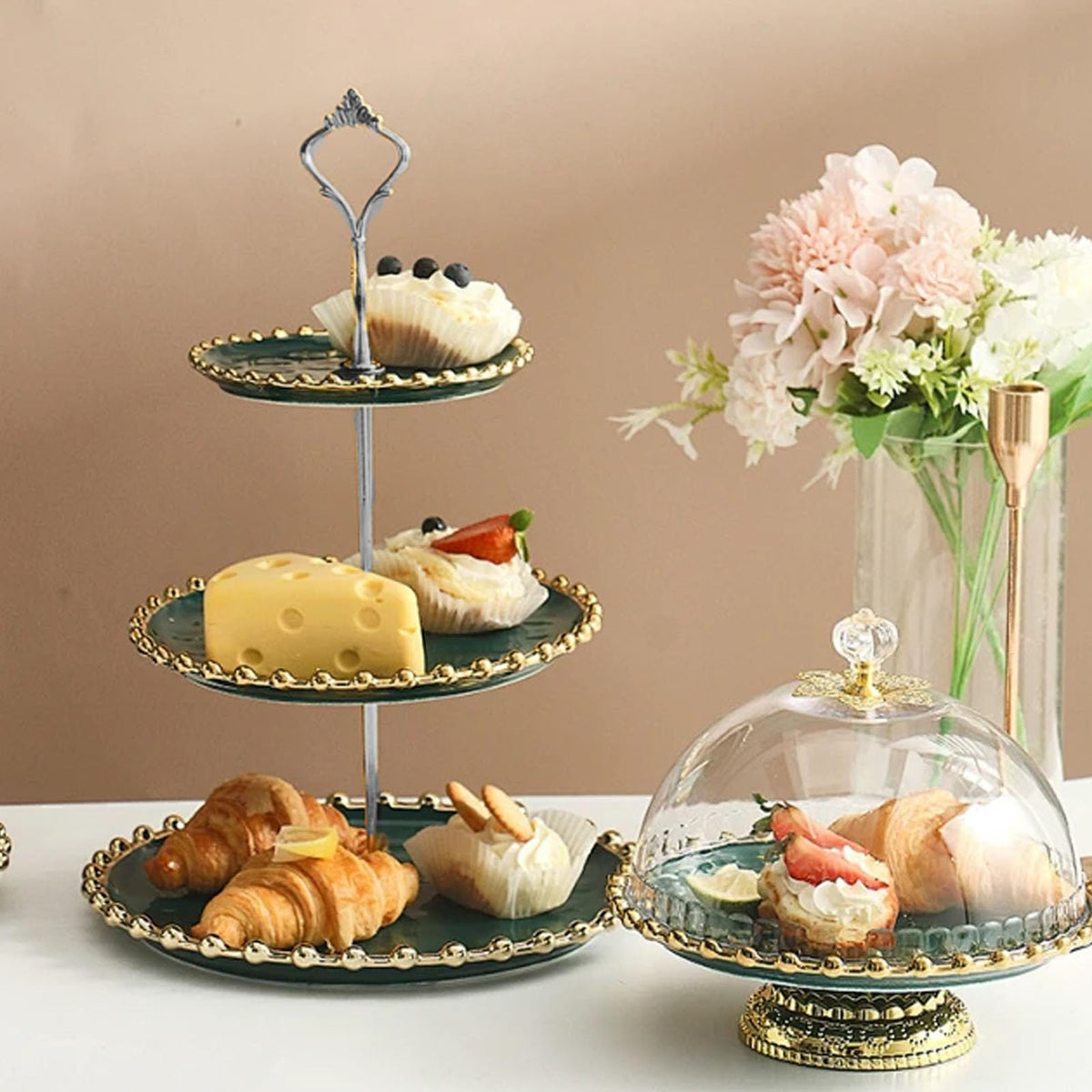 Sturdy 2 Tier Cake Stand Handle, 3 Set