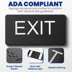 ADA Compliant Exit Signs- 2 Pack Exit Sign with Braille and Raised Letters Emergency Exit Sign for Business Office Public Space Indoor/Outdoor Easy Adhesive Install Acrylic Horizontal 6.3”×2.9” 2pk-horizontal