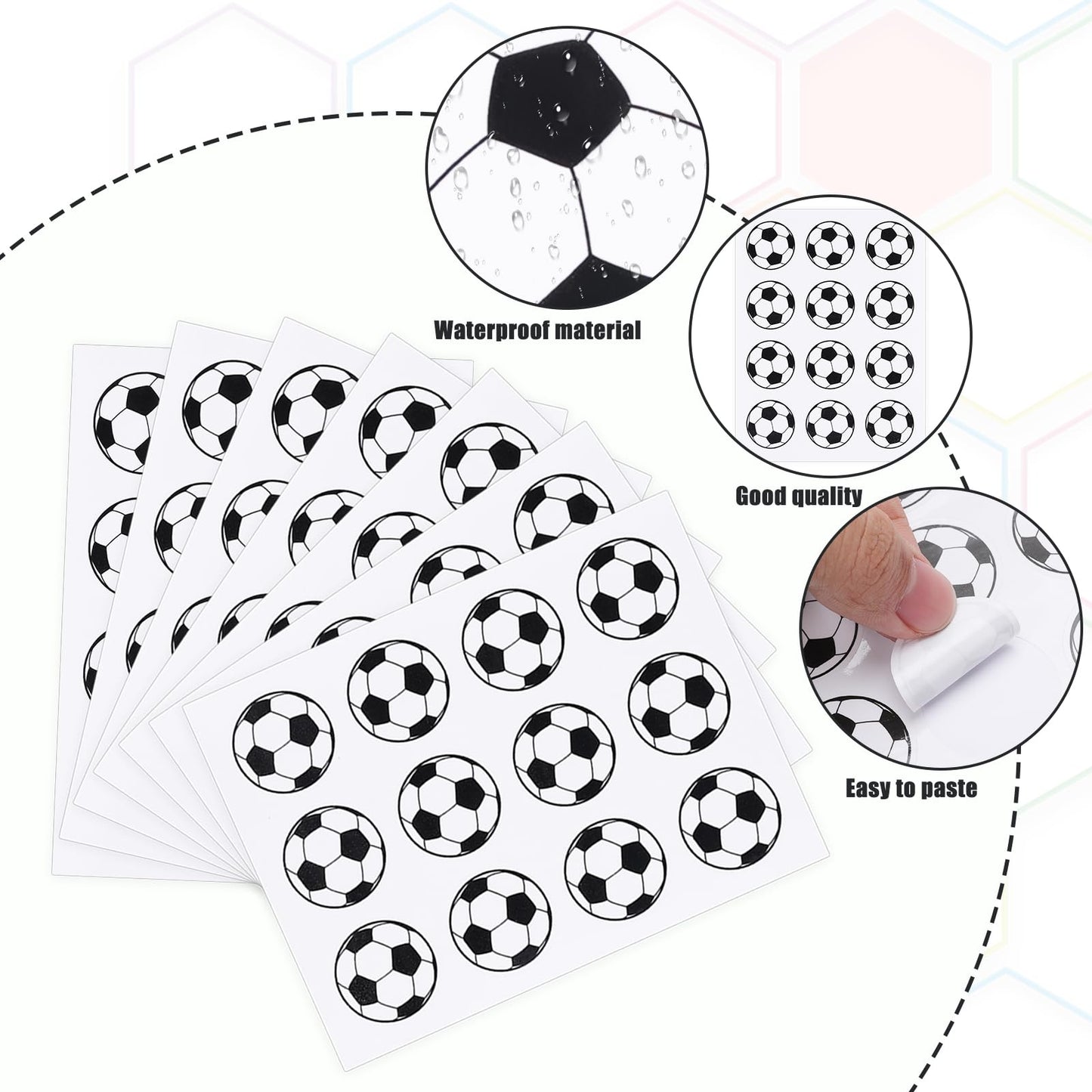 180pcs Soccer Stickers, Self Adhesive Soccer Ball Stickers Labels for Scrapbooking Water Bottles Sports Ball Stickers Party Favor Reward Pride Stickers for Kids Soccer Lovers Party Decorations