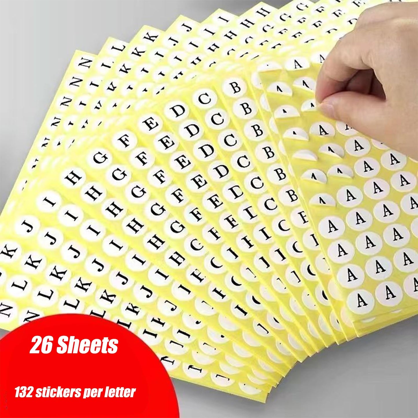 Small Alphabet Stickers, Small Letter Stickers, 26 Sheets A to Z Alphabet Stickers, Small Round Paper Self-Adhesive Peel and Stick Letter Labels A-z