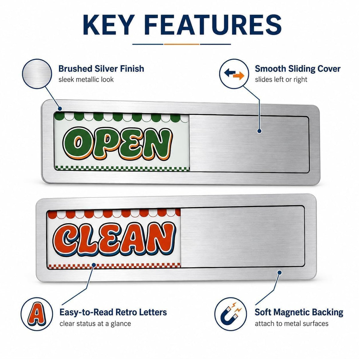 Dishwasher Magnet Clean Dirty & Open Close Sign, Retro Slider Magnetic