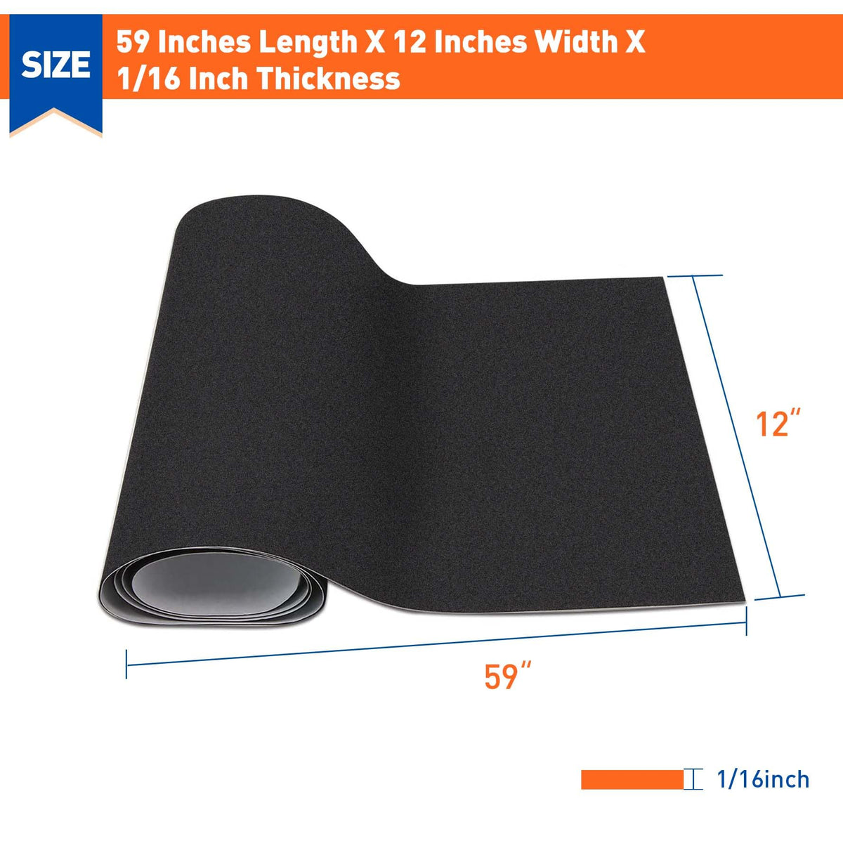 MAGZO Backed Adhesive Foam Padding 1/16" Thick x 12" W x 59" L, Black Thin Neoprene Sheets, Closed Cell Foam Sheet Roll 59In*12In*1/16In