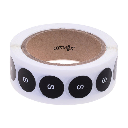 COSMOS Round Clothing Size Stickers Adhesive Labels, 500 Pcs ((S) Label) (S) Label