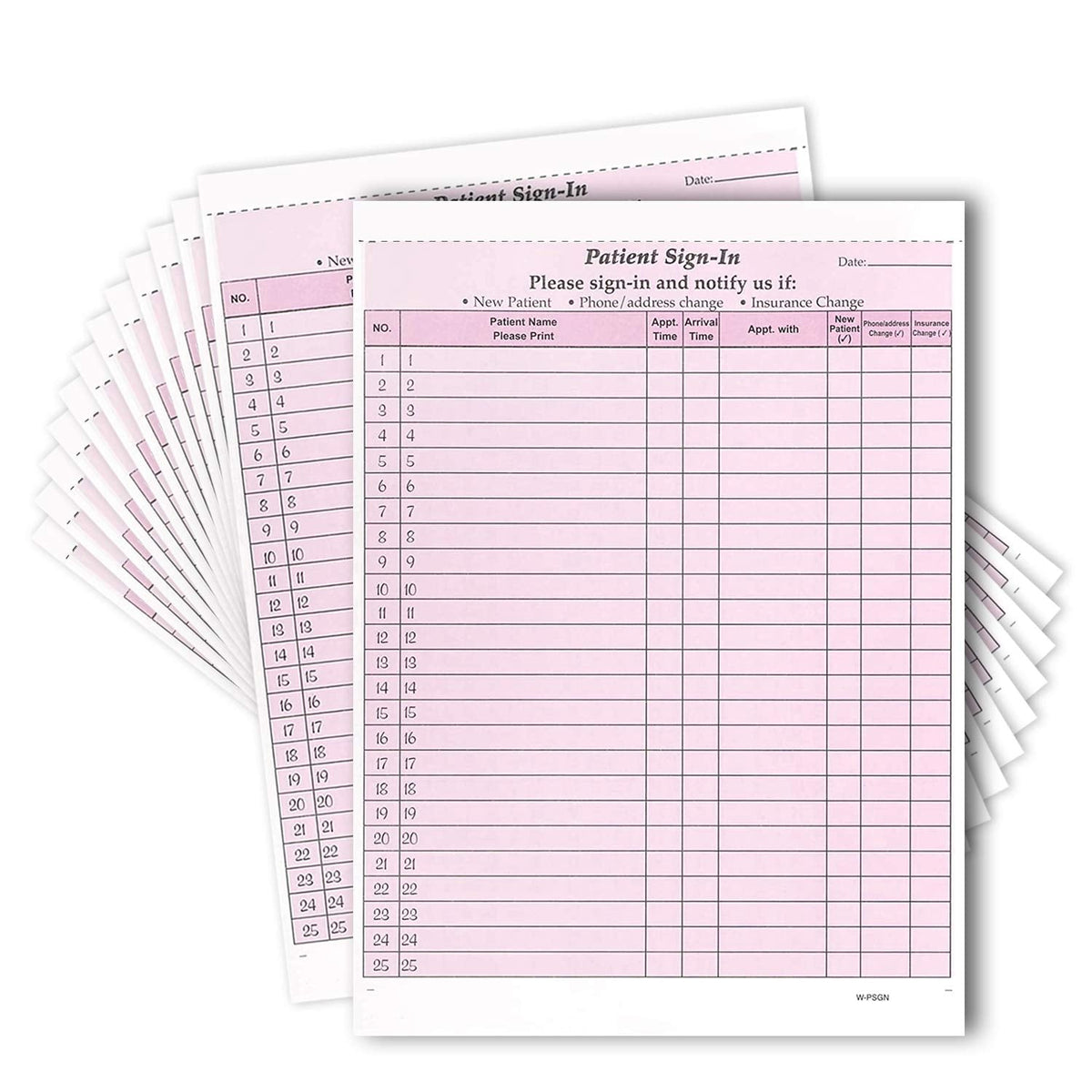NextDayLabels Patient Sign-in Sheet, 3-Part, Made in USA, Burgundy, 25 Sets