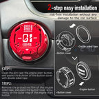 𝙊𝙧𝙞𝙜𝙞𝙣𝙖𝙡 | Push Start Button Cover, Metal Mecha Car Engine Start Stop Button Cover Protector, Cool Car Accessories Interior Decor Sticker Decals Motorcycle Key Ignition Switch Cover, Red B-Mecha-Red