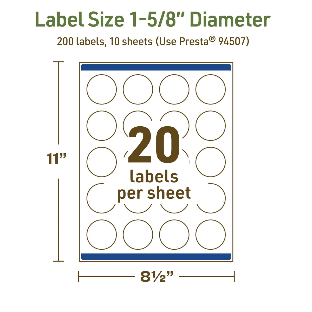 Avery Dissolvable Round Labels, Sure Feed Technology, 1-5/8" Diameter, Matte White, Print-to-The-Edge, Laser/Inkjet Printable, 200 Labels Total