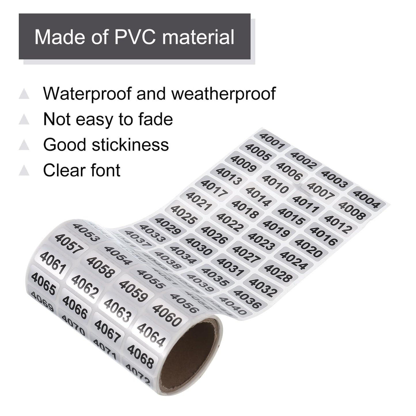 MECCANIXITY 4001 to 5000, 5001 to 6000 Consecutive Number Stickers Inventory Label Black Numbers for Office Warehouse Numbering Classification, Total 2000pcs