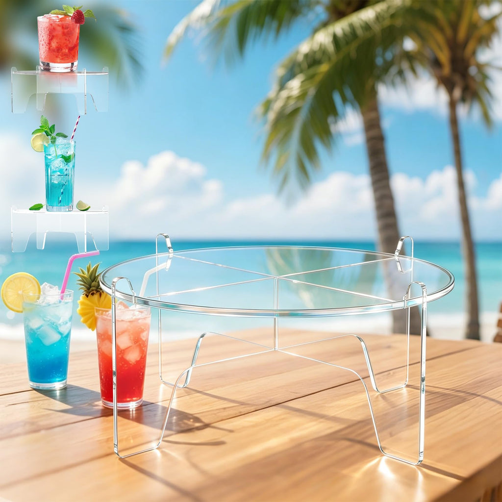 GeeRic Acrylic Beverage Dispenser Stand Only, Clear Heavy Duty Drink Dispenser Riser, Max 8.1 Inch Holder for Glass Beverage Jars, Beach Picnic Party Catering Outdoor